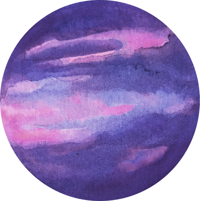 Hand-Painted Watercolor Space Galaxy Violet and Pink Planet